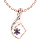 Certified 0.58 Ctw Amethyst And Diamond 14k Rose Gold Halo Pendant