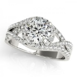 CERTIFIED 14KT WHITE GOLD 1.00 CTW G-H/VS-SI1 DIAMOND HALO ENGAGEMENT RING