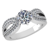 Certified 1.71 Ctw Diamond Wedding/Engagement 14K White Gold Halo Ring