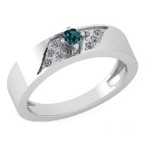 Certified 0.19 Ctw Treated Fancy Blue Diamond 14K White Gold Halo Ring