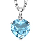 0.85 CTW SKY BLUE TOPAZ 10K SOLID WHITE GOLD HEART SHAPE PENDANT