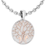 Gold Coin Style Charm Necklace 18K White And Rose Gold MADE IN ITALY