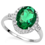 3.60 CTW RUSSIAN EMERALD & 1/5 CTW DIAMOND (VS CLARITY) 14KT SOLID YELLOW GOLD RING