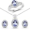 2.46 CTW Genuine Tanzanite and White Topaz .925 Sterling Silver Jewelry Set