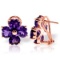 6.5 Carat 14K Solid Rose Gold Heart Cluster Amethyst Earrings