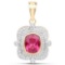 2.36 CTW Genuine Rubellite and White Diamond 14K Yellow Gold Pendant