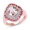 14K Rose Gold Plated 3.11 CTW Genuine Morganite Pink Tourmaline & White Topaz .925 Sterling Silver R