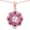 14K Rose Gold Plated 2.30 CTW Genuine Morganite Rhodolite and Amethyst .925 Sterling Silver Pendant