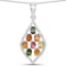 1.64 CTW Genuine Multi Tourmaline and White Zircon .925 Sterling Silver Pendant