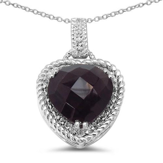 5.70 CTW Genuine Smoky Quartz & White Topaz .925 Sterling Silver Pendant