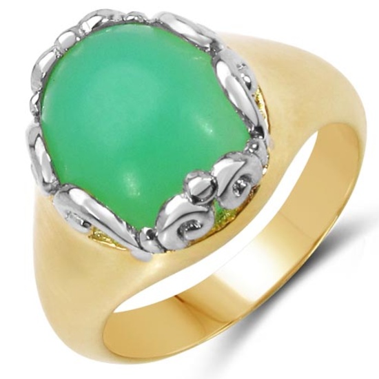 14K Yellow Gold Plated 5.55 CTW Genuine Crysopharse .925 Sterling Silver Ring
