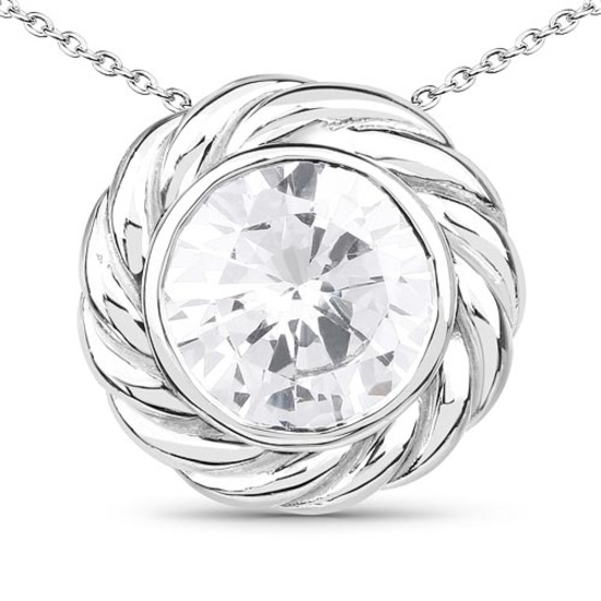 6.21 CTW Genuine White Cubic Zirconia .925 Sterling Silver Pendant