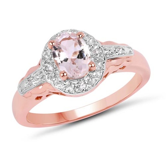 14K Rose Gold Plated 0.73 CTW Genuine Morganite & White Topaz .925 Sterling Silver Ring