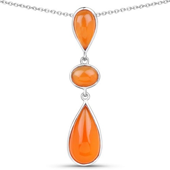 10.78 CTW Genuine Carnelian .925 Sterling Silver Pendant