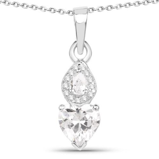 2.57 CTW Genuine White Cubic Zirconia .925 Sterling Silver Pendant