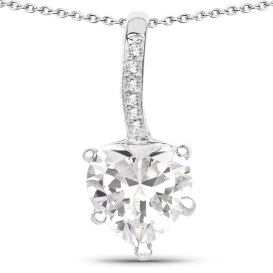 4.46 CTW Genuine White Cubic Zirconia .925 Sterling Silver Pendant