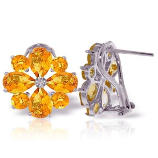 4.85 Carat 14K Solid White Gold Love Accents Citrine Earrings