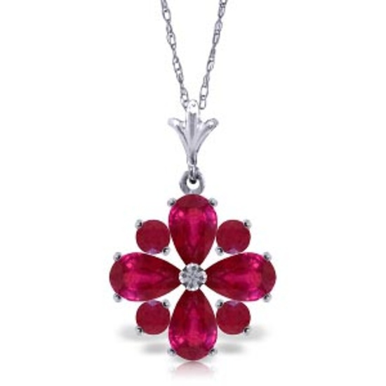 2.23 Carat 14K Solid White Gold Invincible Ruby Necklace
