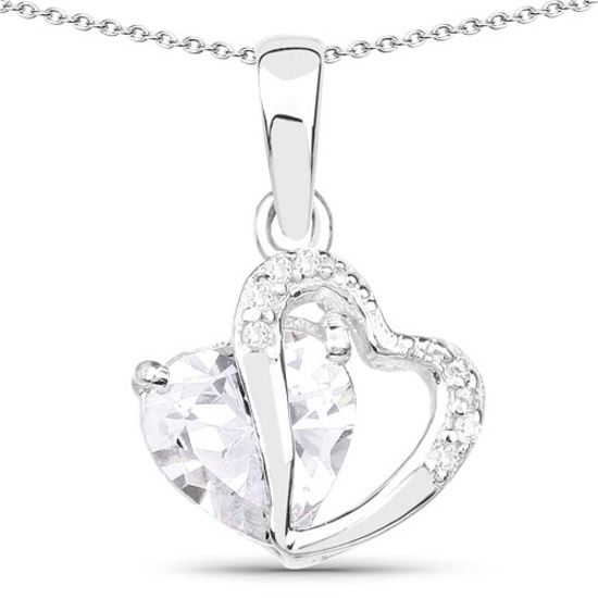3.36 CTW Genuine White Cubic Zirconia .925 Sterling Silver Pendant