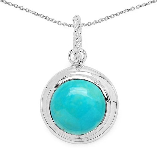 8.05 CTW Genuine Turquoise .925 Sterling Silver Pendant