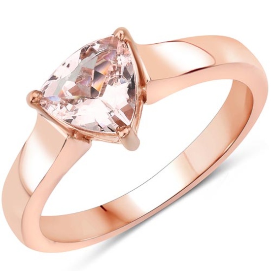 14K Rose Gold Plated 0.90 CTW Genuine Morganite .925 Sterling Silver Ring