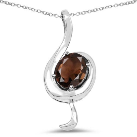 2.30 CTW Genuine Smoky Quartz .925 Sterling Silver Pendant