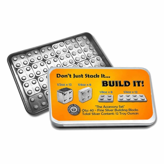 12 oz Silver - Building Block Bars - 40pc Accessory Set
