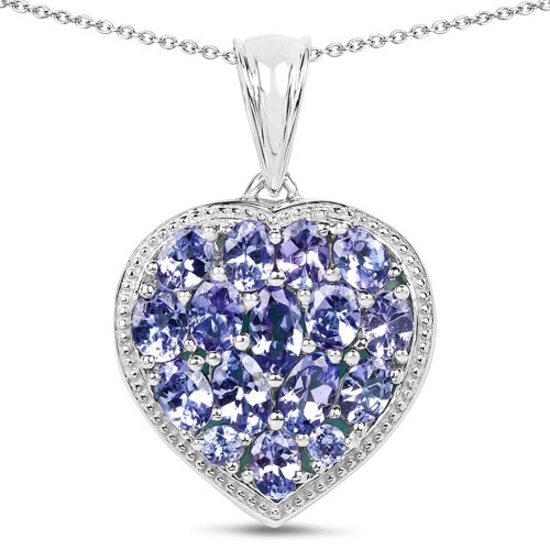 9.79 CTW Genuine Amazonite & Tanzanite .925 Sterling Silver Pendant