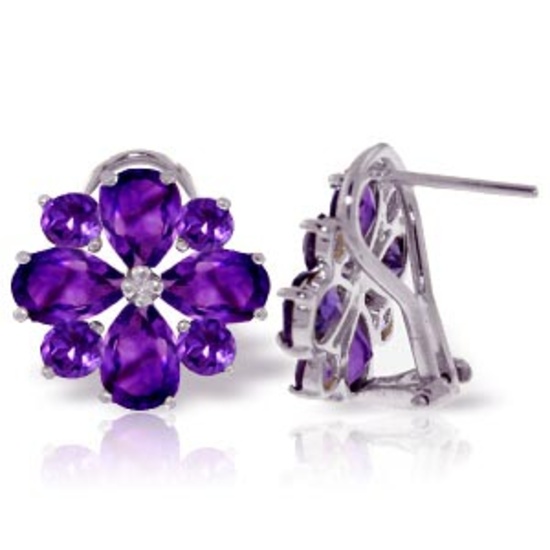 4.85 Carat 14K Solid White Gold Written In Stone Amethyst Earrings