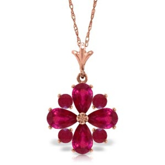 2.23 CTW 14K Solid Rose Gold Winter Ruby Necklace