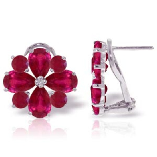 4.85 CTW 14K Solid White Gold French Clips Earrings Natural Ruby