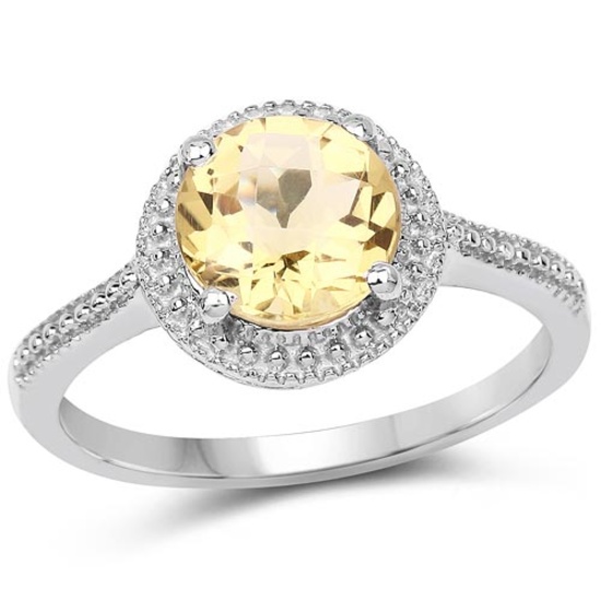 1.91 CTW Genuine Champagne Quartz .925 Sterling Silver Ring