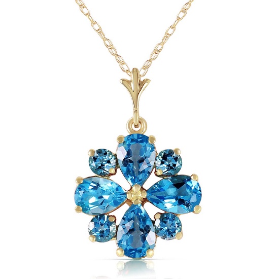 2.43 Carat 14K Solid Gold Beauvoire Blue Topaz Necklace