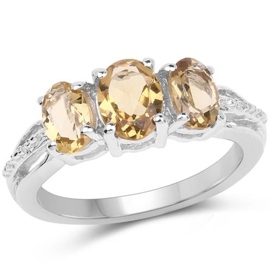 1.66 CTW Genuine Champagne Quartz .925 Sterling Silver Ring