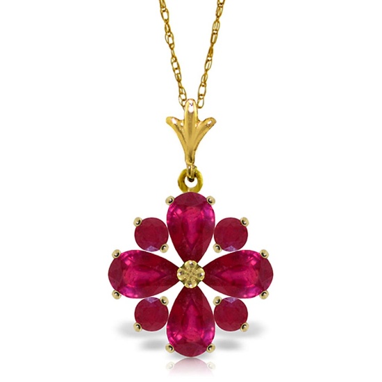 2.23 Carat 14K Solid Gold Rose In His Heart Ruby Necklace