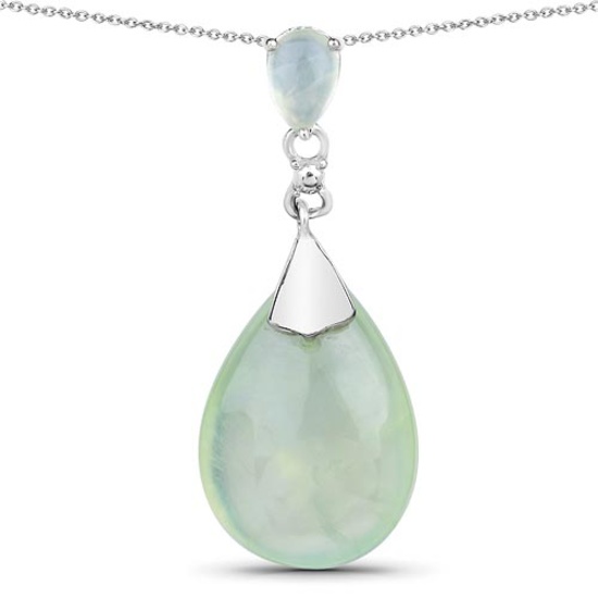 10.12 CTW Genuine Prehnite .925 Sterling Silver Pendant
