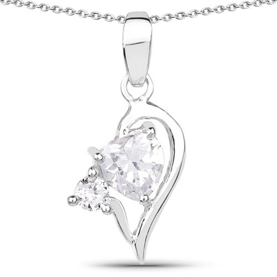 1.60 CTW Genuine White Cubic Zirconia .925 Sterling Silver Pendant