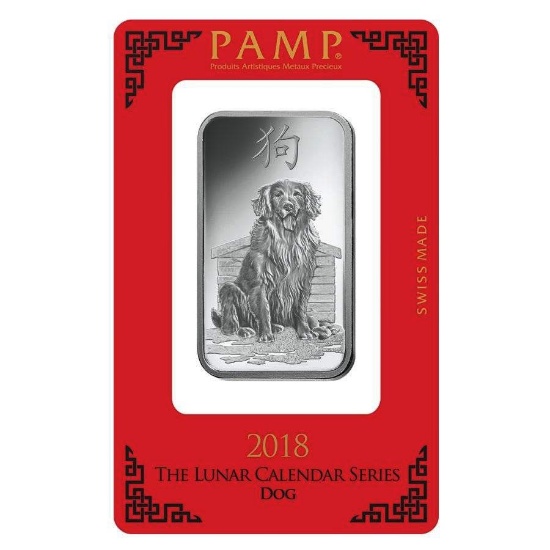 PAMP Suisse Silver Bar 1 oz - 2018 Dog Design
