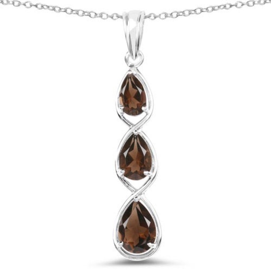 3.66 CTW Genuine Smoky Quartz .925 Sterling Silver Pendant