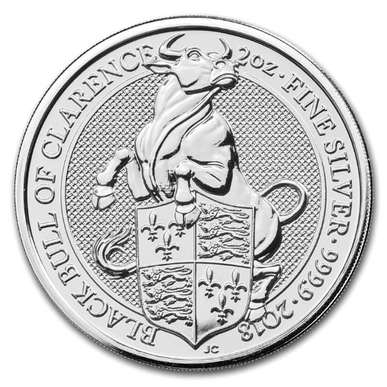 2018 2 oz British Silver Queen?s Beast Black Bull Coin (BU)