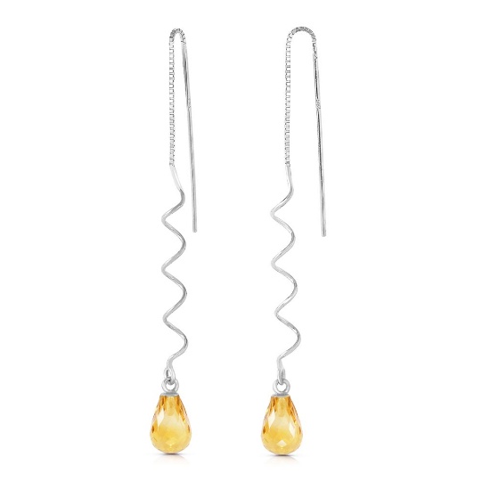 3.3 CTW 14K Solid White Gold Here To Eternity Citrine Earrings