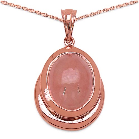 14K Rose Gold Plated 9.70 CTW Genuine Morganite .925 Streling Silver Pendant