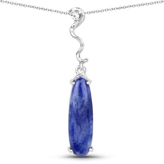 4.43 CTW Genuine Blue Aventurine And White Topaz .925 Sterling Silver Pendant