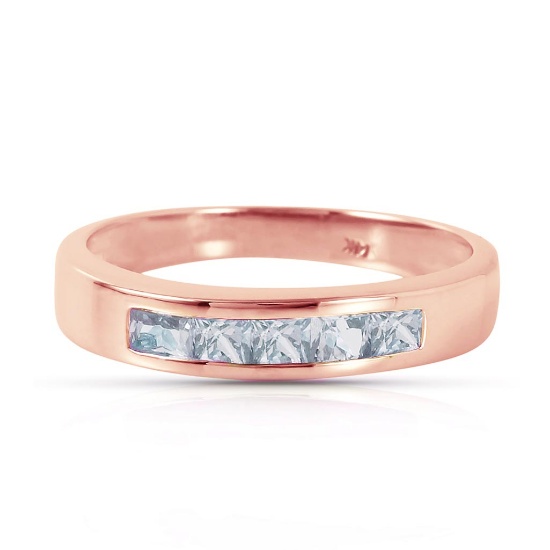 14K Solid Rose Gold Rings with Natural Aquamarines
