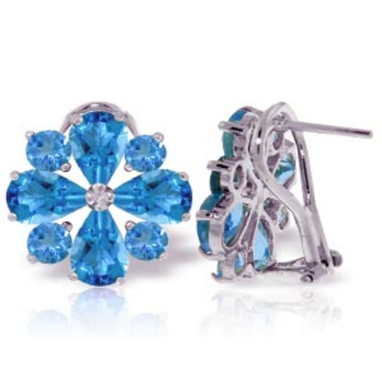 4.85 CTW 14K Solid White Gold Renowned Blue Topaz Earrings