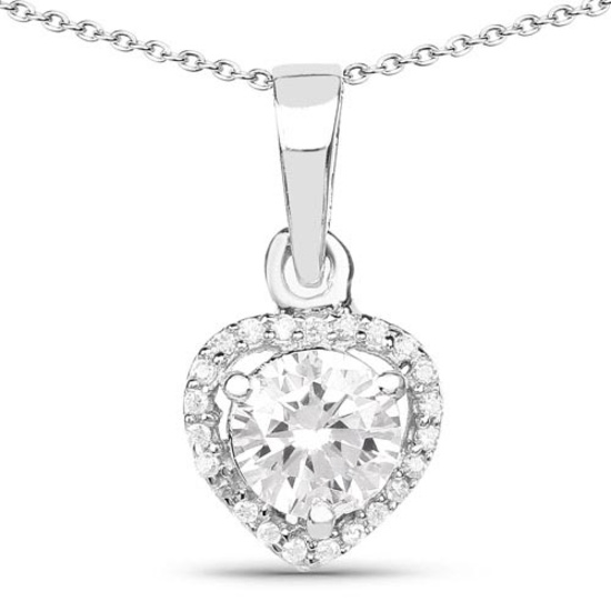 1.52 CTW Genuine White Cubic Zirconia .925 Sterling Silver Pendant