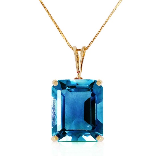 7 Carat 14K Solid Gold Necklace Octagon Blue Topaz