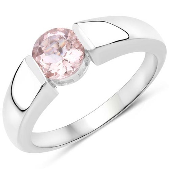 0.70 CTW Genuine Morganite .925 Sterling Silver Ring