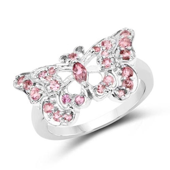 0.83 CTW Genuine Pink Tourmaline .925 Sterling Silver Ring