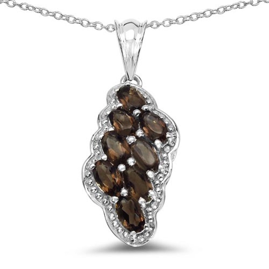 1.84 CTW Genuine Smoky Quartz .925 Sterling Silver Pendant